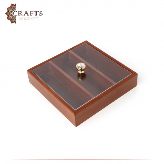Handmade Square Wooden Serving Box with Lid 