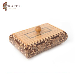 Handmade Wooden Serving Box with Lid in an Andalusian Design