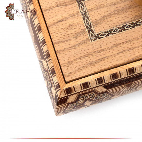 Handmade Wooden Serving Box with Lid in an Andalusian Design
