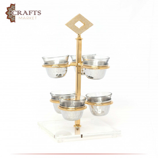 Handmade Glass & Aluminum Arabic Coffee Cups Set , 6 PCs