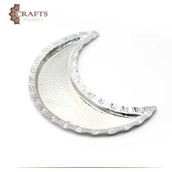 Handcrafted Aluminum Serving Platter with Crescent Moon Design