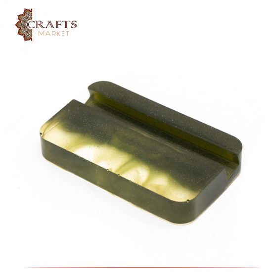 Business card holder made of dark green epoxy material