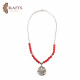 Red beaded necklace featuring a Quranic verse pattern Red beaded necklace featuring a Quranic verse pattern