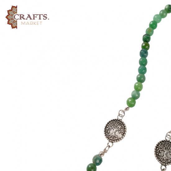 Necklace made of natural green jade stone with a Tree of Life design Necklace made of natural green jade stone with a Tree of Life design