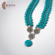 Turquoise beaded necklace with a geometric net pattern