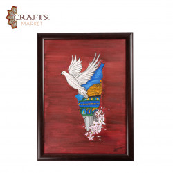 A hand-painted wall hanging featuring the Palestinian peace design A hand-painted wall hanging featuring the Palestinian peace design