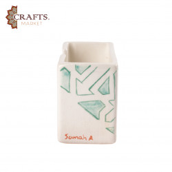 Handmade contemporary clay card holder decorated with Arabic calligraphy Handmade contemporary clay card holder decorated with Arabic calligraphy