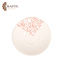 Handmade ceramic clay coffee cup with saucer featuring Arabic calligraphy Handmade ceramic clay coffee cup with saucer featuring Arabic calligraphy