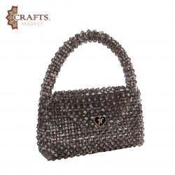 A handmade classic beaded bag in gray