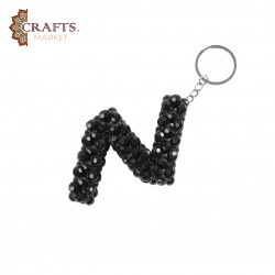 Handmade beaded keychain with a 3D letter (N)