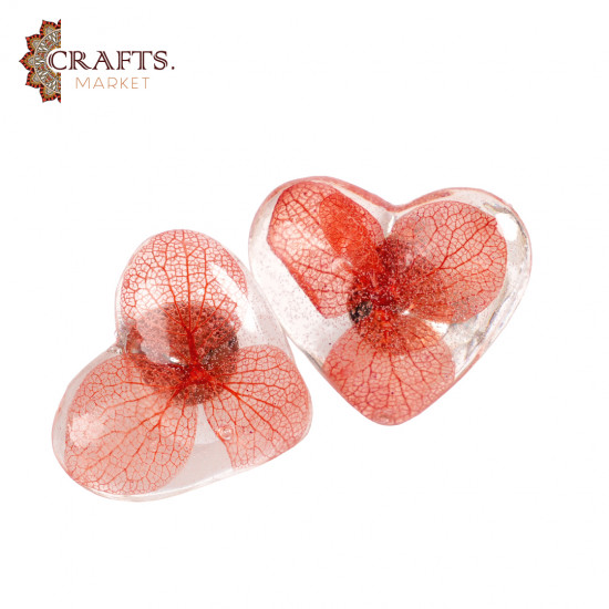 Handmade resin earrings with red flowers