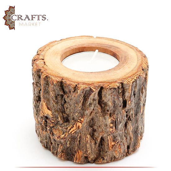 طقم شمعدانات دائري من خشب الطبيعي مصنوع يدويًا، 3 قطع طقم شمعدانات دائري من خشب الطبيعي مصنوع يدويًا، 3 قطع