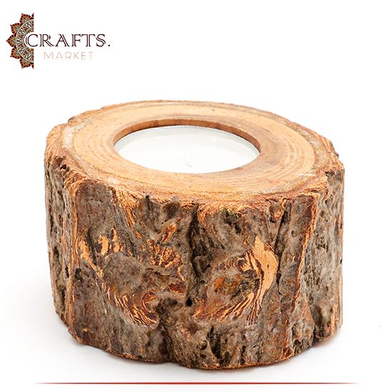 طقم شمعدانات دائري من خشب الطبيعي مصنوع يدويًا، 3 قطع طقم شمعدانات دائري من خشب الطبيعي مصنوع يدويًا، 3 قطع