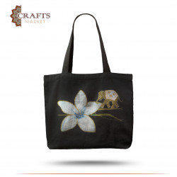 Women's canvas bag with an elephant and flower design