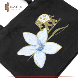 Women's canvas bag with an elephant and flower design