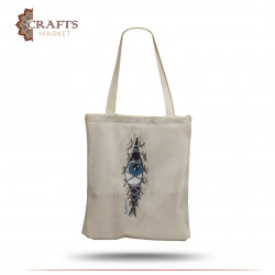 Women's canvas bag with a stitched eye design