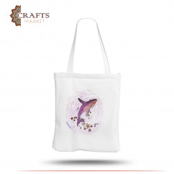 Women's canvas bag with a whale design