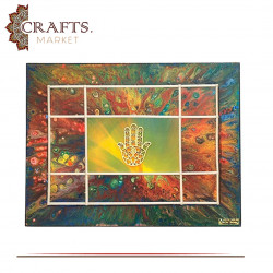 Hand Drawing Oil Painting Wall Art Geometric design with the Hand in the middle
