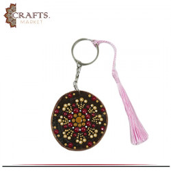 Hand-painted Natural Wood Key Chain