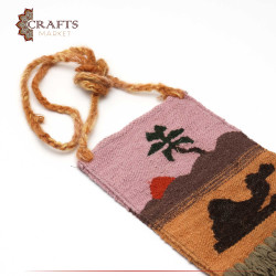 Handmade Multicolor Wool Crossbody bag with a "Camel and Sunset" Design