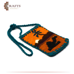 Handmade Multicolor Wool Small Crossbody bag with a Camel and Desert Design