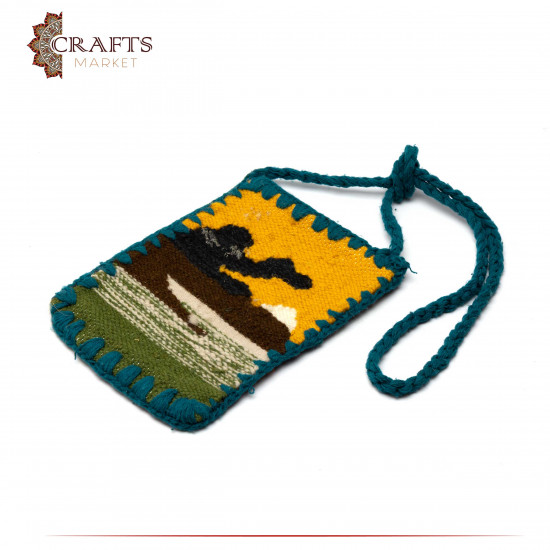 Handmade Multicolor Wool Small Crossbody bag with a Camel and Desert Design