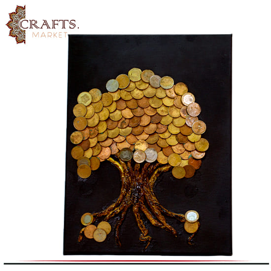 لوحة فنية من الكانفا بعنوان شجرة المال صنع يدوي