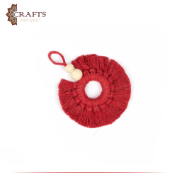 Handmade Red Rounded Cotton Ornament in  a Modern Design