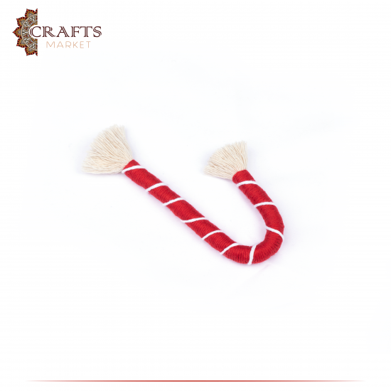 Handmade Red Cotton Ornament in a Candy Cane Design