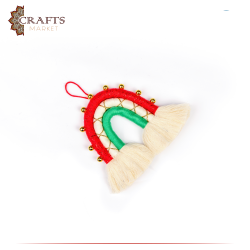 Handmade Multi-Color Cotton Ornament in a Christmas Rainbow Design