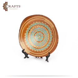Hand-painted Wooden Round Bowl with a "Mandala" Design