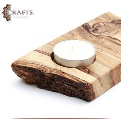 حامل شمع من خشب الزيتون الطبيعي مصنوع يدويًا