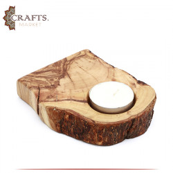 حامل شمع من خشب الزيتون الطبيعي مصنوع يدويًا