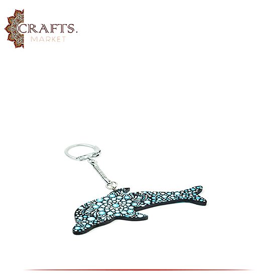 Hand-painted Wooden  Dolphin  Key Chain