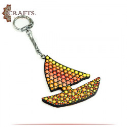 Hand-painted Wooden  Sea Boat  Key Chain