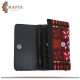 Handmade Black Leather Women's Clutch with a Peasant embroidery design