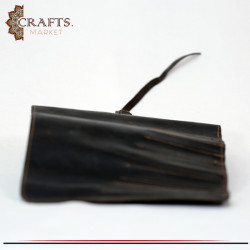 Handmade Dark Brown Genuine Leather Pencil Case For Unisex