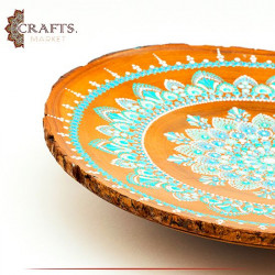 Hand-painted Wooden Round Bowl with a Mandala Design