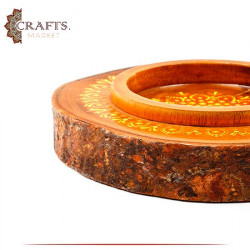 Hand-painted Wooden Round Bowl For Nuts with "Mandala" Decorate