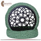 Handmade Crochet Fabric Green Box adorned with Islamic decoration 