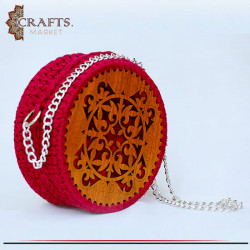Handmade Red Crochet Fabric Women's Shoulder Bag