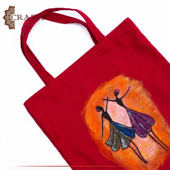 Handmade Red Canvas Fabric Women's Tote Bag Handmade Red Canvas Fabric Women's Tote Bag