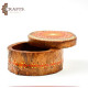 صندوق دائري صغير من الخشب مزين يدويا بتصميم ماندالا