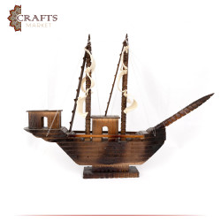 مجسم سفينة من الخشب الطبيعي مصنوع يدويا لون بني غامق