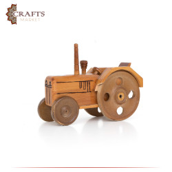 Handcrafted Tan Wood anthropomorphic with a Tractor Design