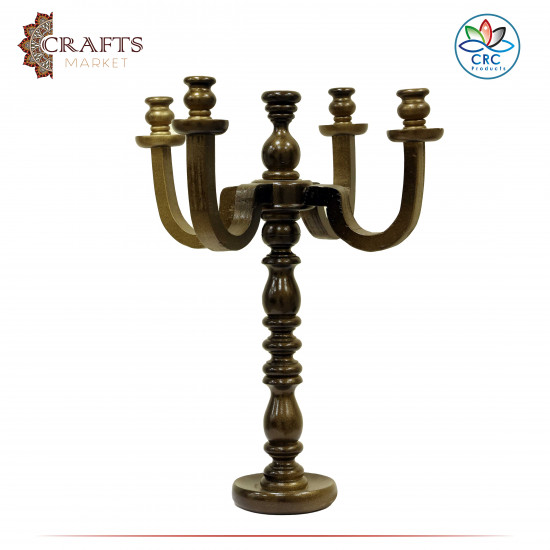 Handmade Brown Wooden Candlesticks in a Delicate Design 