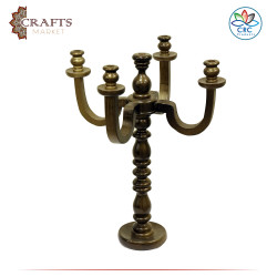Handmade Brown Wooden Candlesticks in a Delicate Design 