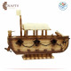 Handcrafted Brown Wood anthropomorphic with a Ship Without a Sail Design