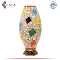 Handmade Red Clay Vase with Mosaic Design Ship at Sea
