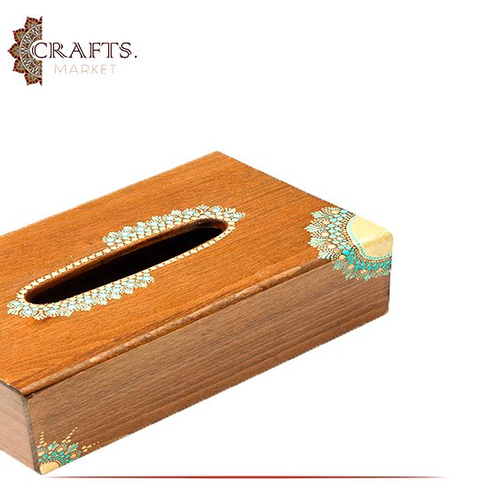 Hand-painted Wooden Tissue Box decorated with Mandala Design